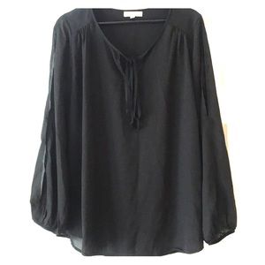 Pleione sheer black cold shoulder blouse size L